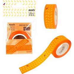Decoratie papieren tape Stickn - oranje - 16mm breed - 10 meter rol - Niet permanent